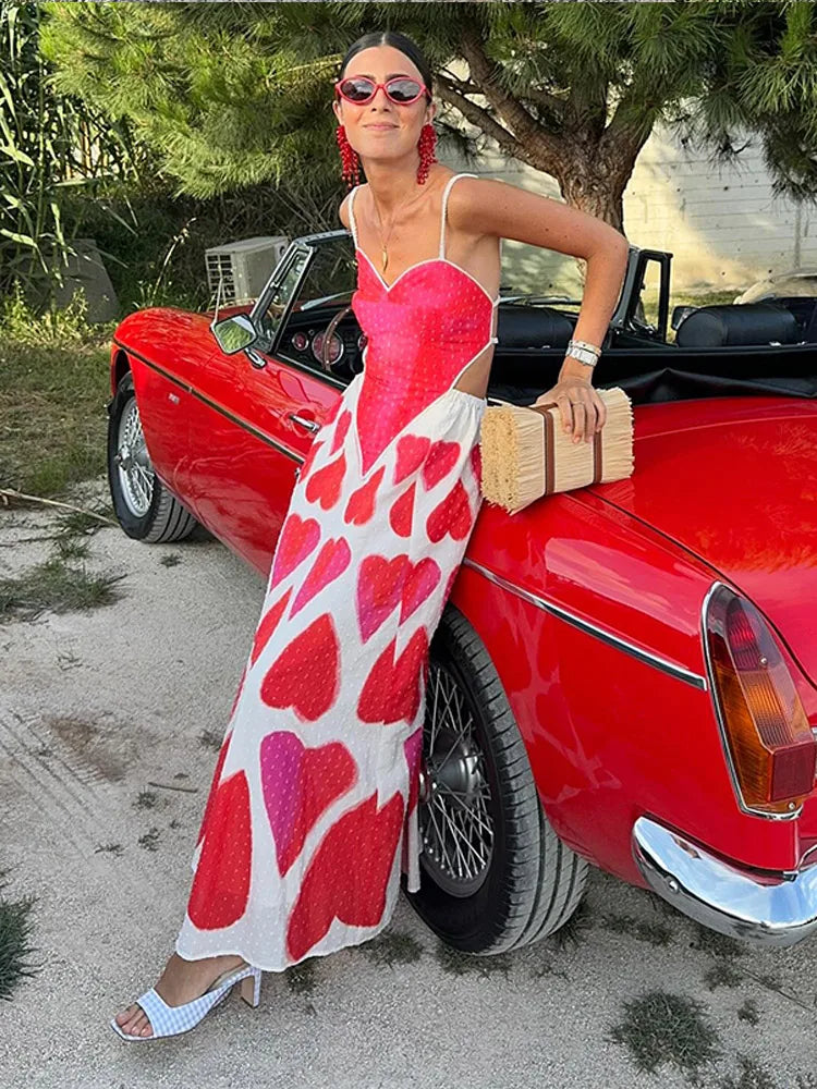 Zelina | Elegant Slingklänning – Romantiskt Kärlekstryck För Sommarevenemang 2