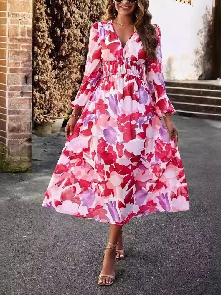 Marike | Tidlös Sommarklänning med Abstrakt Tryck för Dam-4