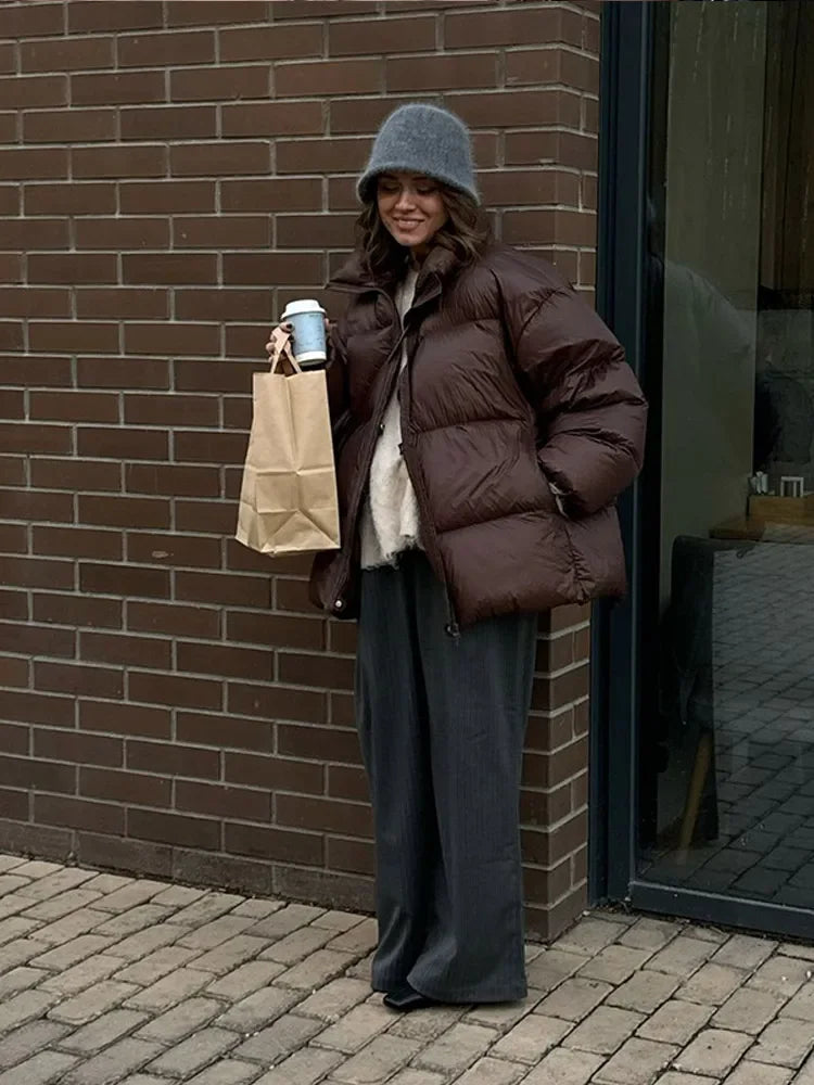 Alyssa | Vintage Choklad Fluffig Kappa För Kallt Väder 4