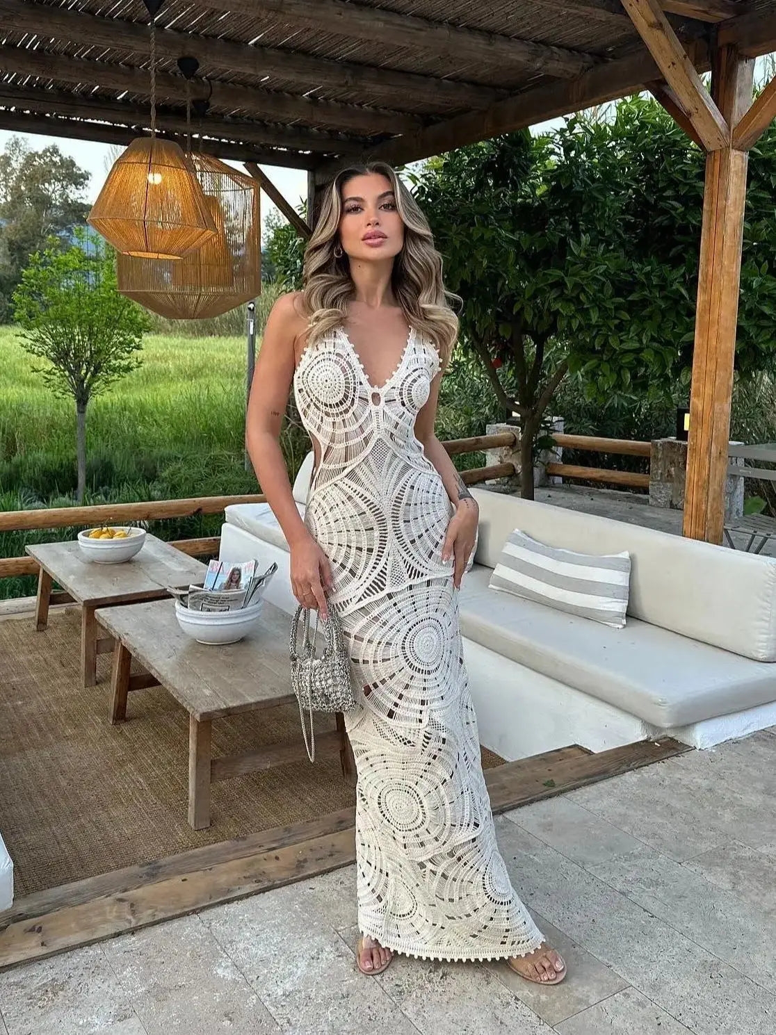 Vera | Elegant V-ringning Maxiklänning Dam – Mjukt Stickat Tyg 2