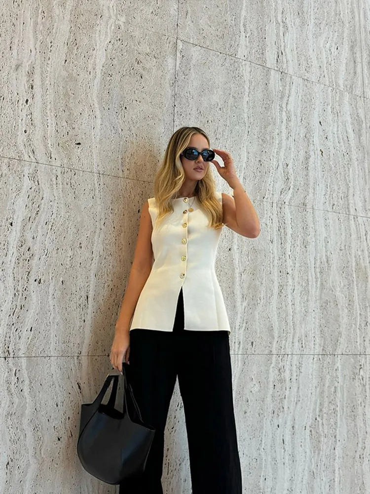 Xandra | Väst Dam – Stickad Med V-Ringning För Elegant Stil 4