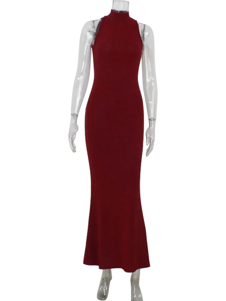 Nixie | Elegant Ärmlös Maxiklänning Dam – Turtleneck Design 6