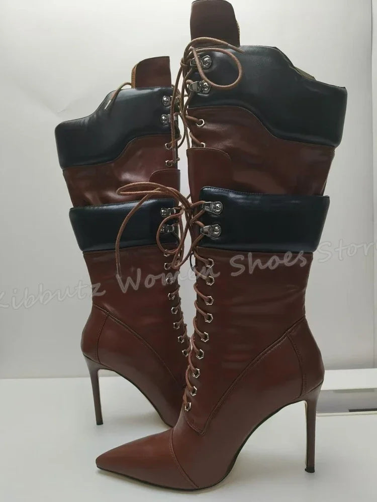 Una | Eleganta Knähöga Stövlar Dam – Spetsig Tå Och Tunn Klack 5