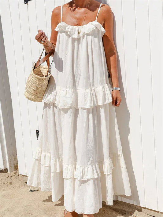 Vita | Lätt Sommarklänning Dam Med Öppen Rygg För Stil Och Komfort-1