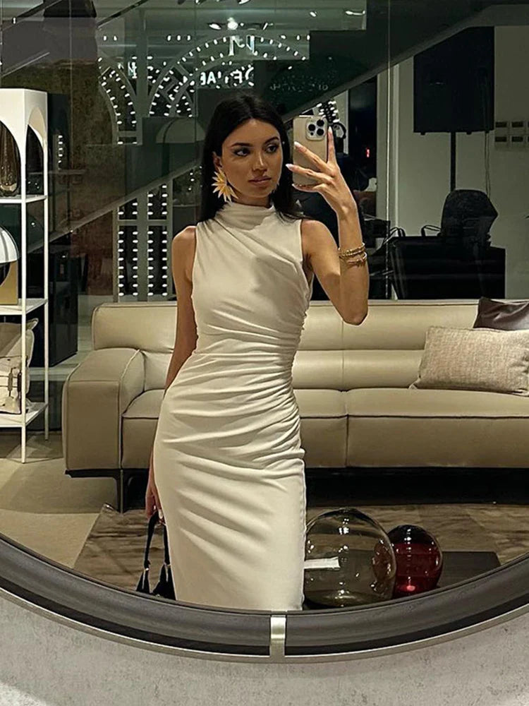 HILDRED | Elegant Vit Midiklänning Dam – Tidlös Stil Och Komfort 5