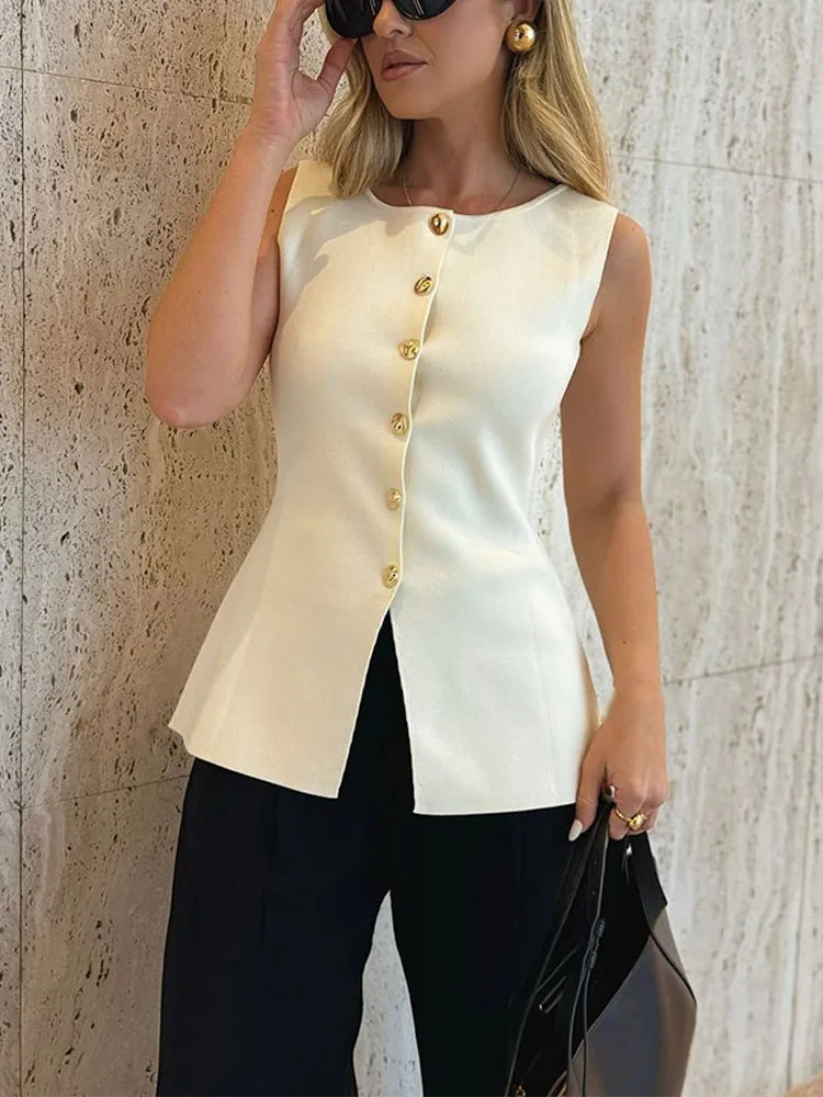 Xandra | Väst Dam – Stickad Med V-Ringning För Elegant Stil 2