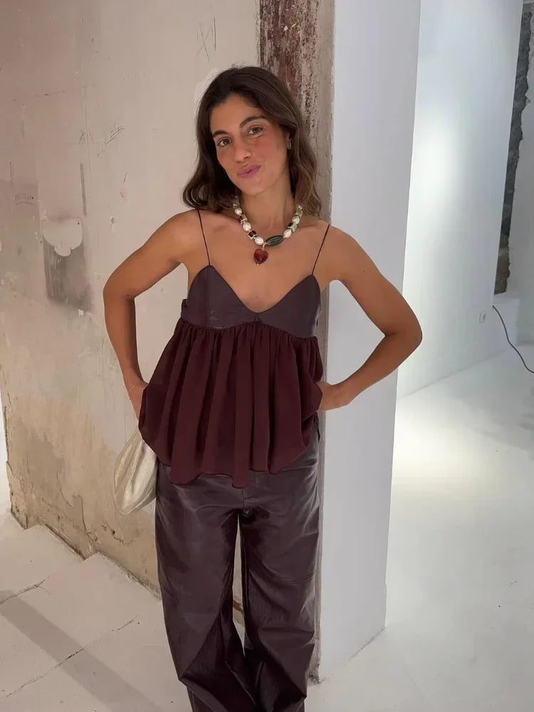 Damara | Elegant Veckad Hemtopp – Bekväm Passform För Vardagsbruk Och Fest 3