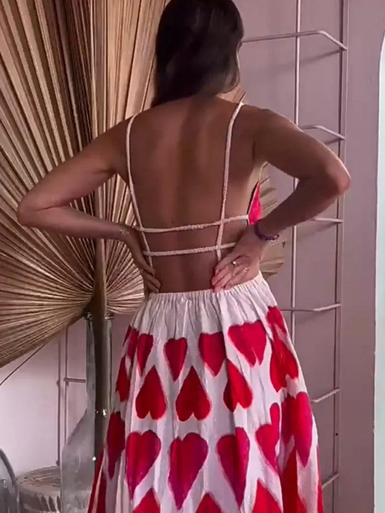 Zelina | Elegant Slingklänning – Romantiskt Kärlekstryck För Sommarevenemang 5