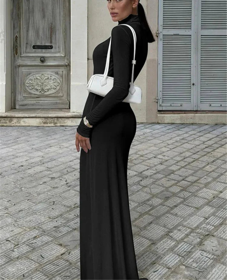 Tovia | Elegant Maxiklänning Dam – Turtleneck Design För Alla Tillfällen 5