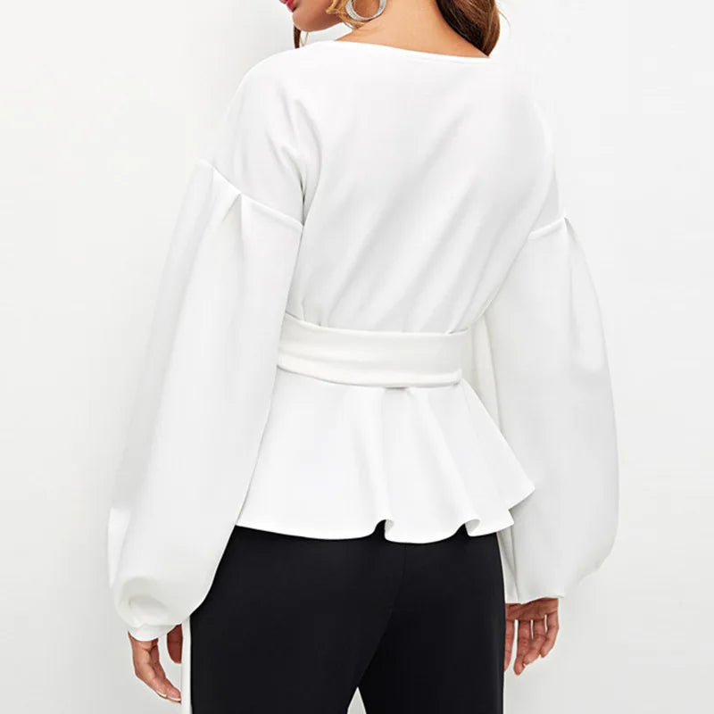 Janet | Elegant Off-Shoulder V-Ringblus – Lätt Tyg för Sofistikerad Look 2