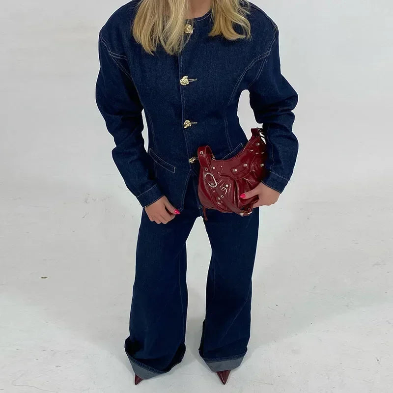 Margarette | Vintage Set med Denimjacka och Byxor för Tidlös och Elegant Stil 8