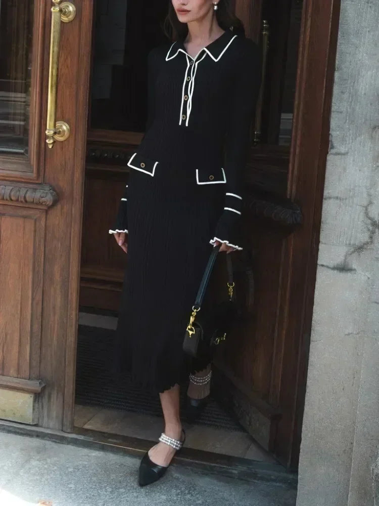 Garuela | Elegant Ruffled Stickad Klänning Dam – Perfekt För Fest Och Vardag 24