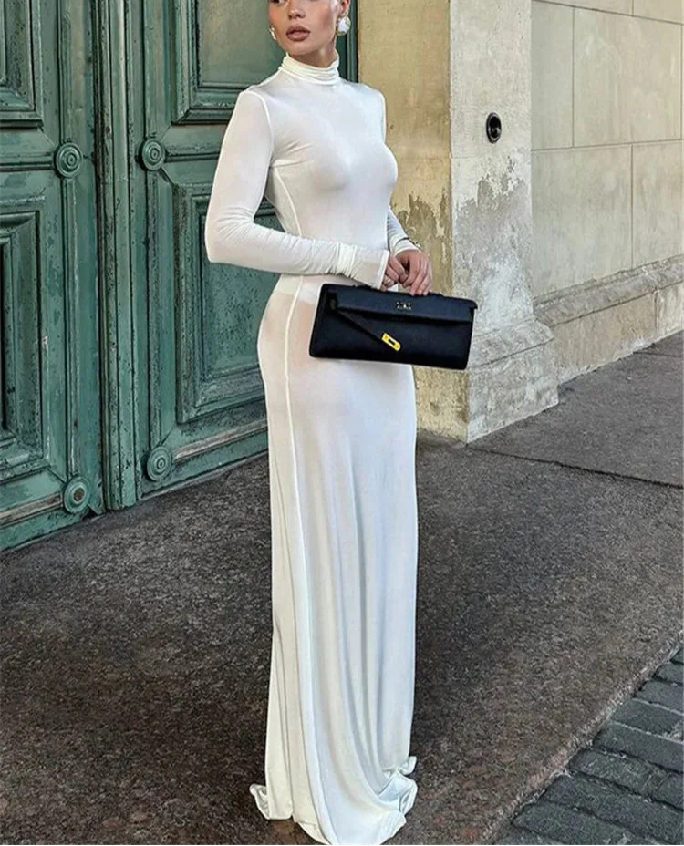 Tovia | Elegant Maxiklänning Dam – Turtleneck Design För Alla Tillfällen 2