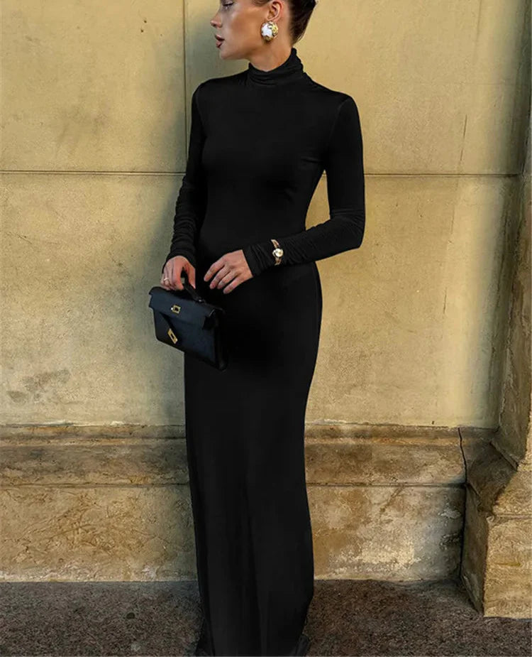 Tovia | Elegant Maxiklänning Dam – Turtleneck Design För Alla Tillfällen 6