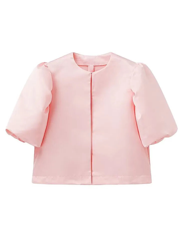 Hermina | Chic Vit Puffärmad Blus – Satin För Eleganta Tillfällen 10