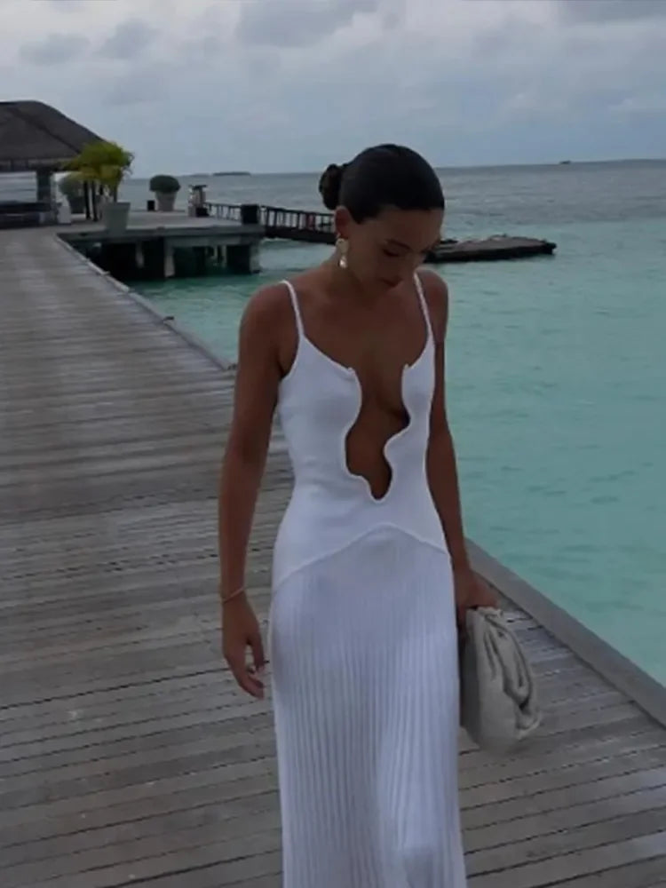 Zephyra | Elegant Maxiklänning Dam – Oregelbunden V-Hals För Sommarens Fester 4