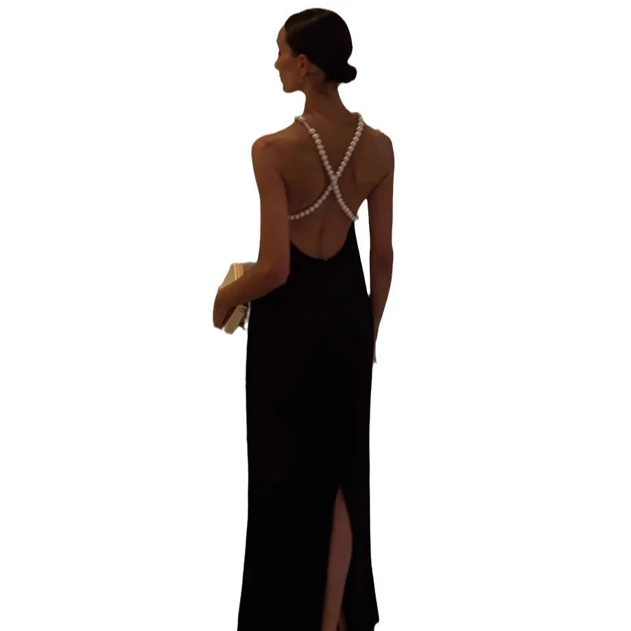 Graziana | Elegant Rygglös Klänning – Halter Neck för Fest och Bröllop 5