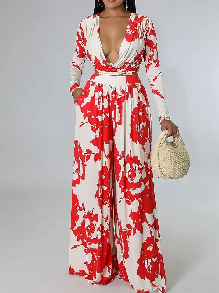 Janna | Elegant Tvådelad Uppsättning Med Djup V-CUT För Sommarens Fester-4