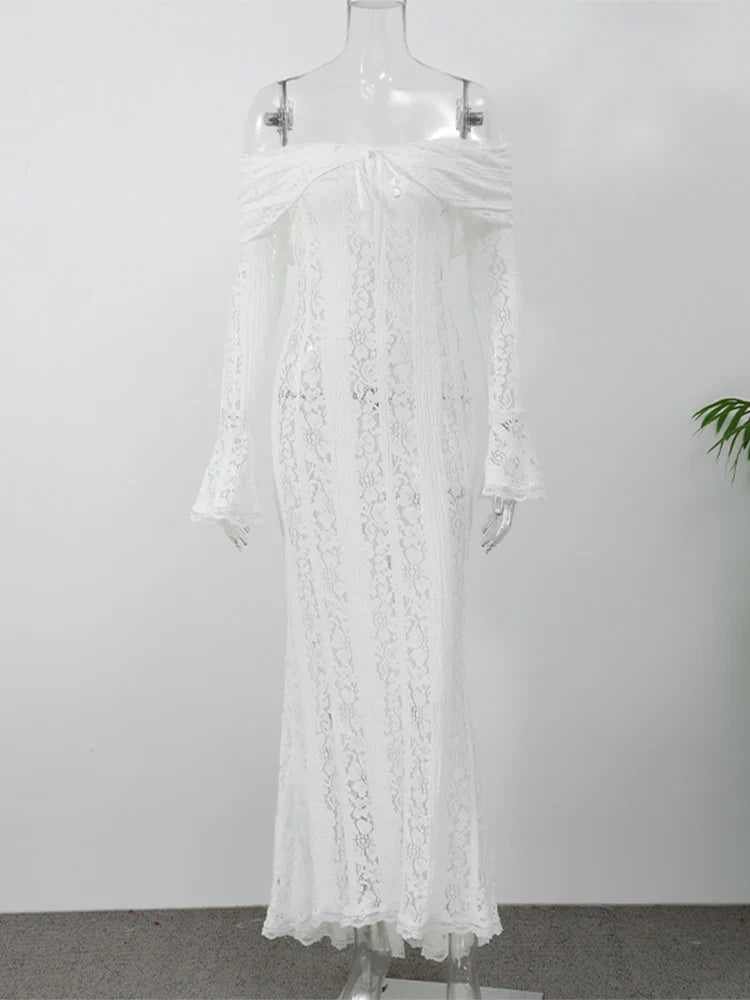 Vala | Sexig Klänning – Spetsdetaljer och Blossade Ärmar för Eleganta Tillfällen 5