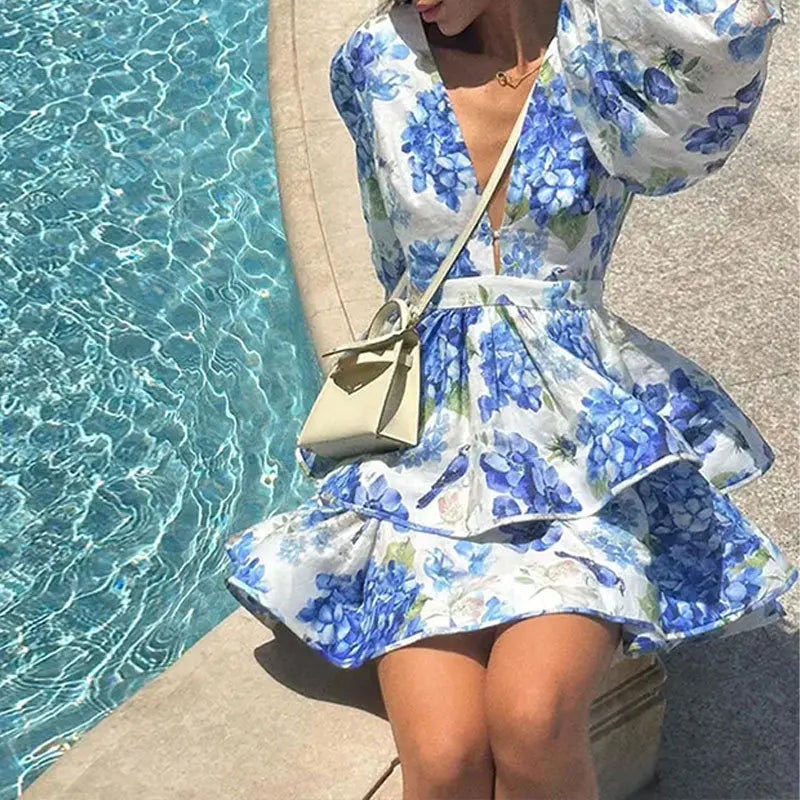 Jasmine | Feminin Blommig Miniklänning – Ruffles För En Iögonfallande Look 2