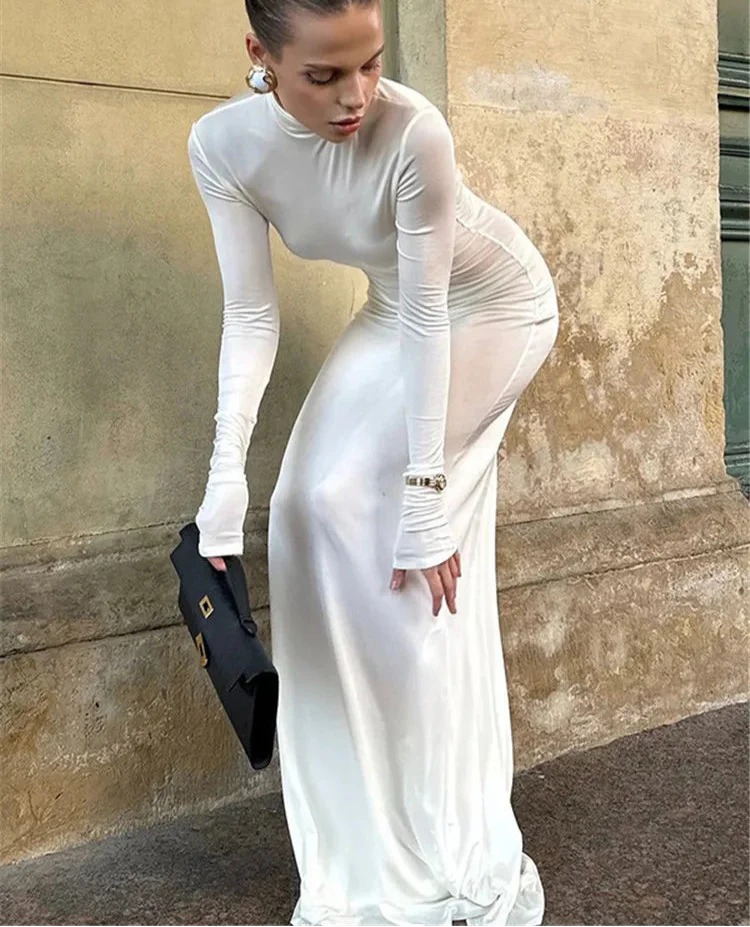 Tovia | Elegant Maxiklänning Dam – Turtleneck Design För Alla Tillfällen 1