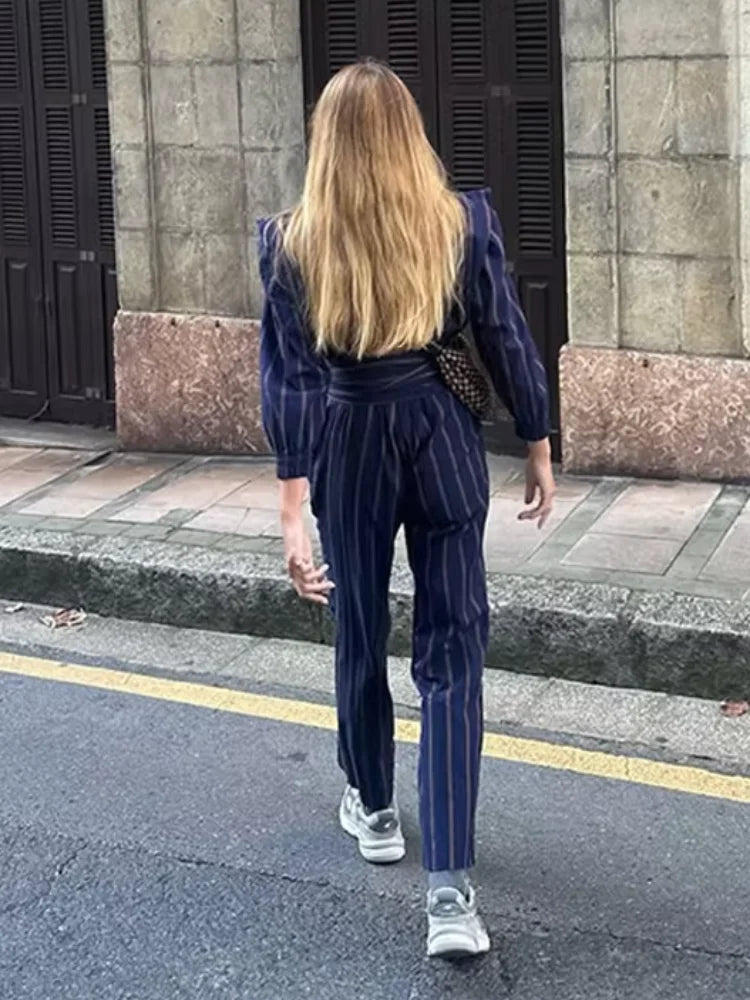 Tova | Trendig Randig 2-delad Uppsättning – Mjuk Bomull för Avslappnad Stil 4