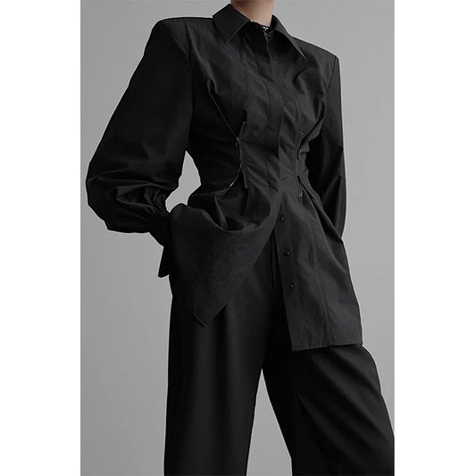 Scarlett | Gotisk Blus – Svart med Dragkedja för Unik Stil och Komfort 1