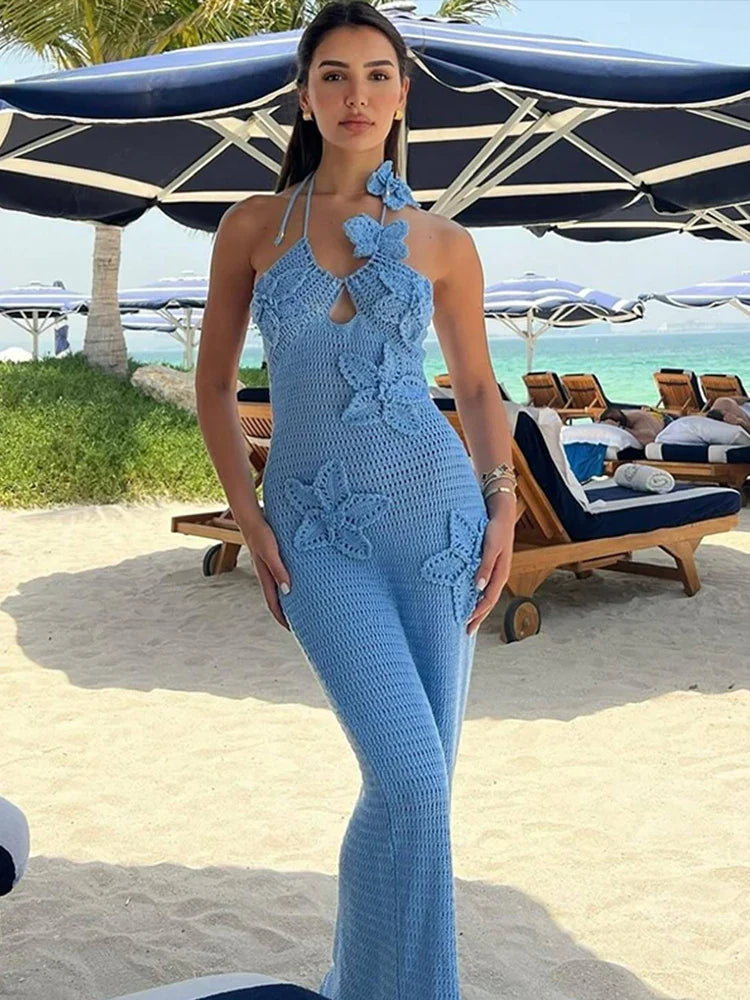 Iri | Ärmlös Blommig Sommarklänning – Elegant Stickad Design för Damer 8