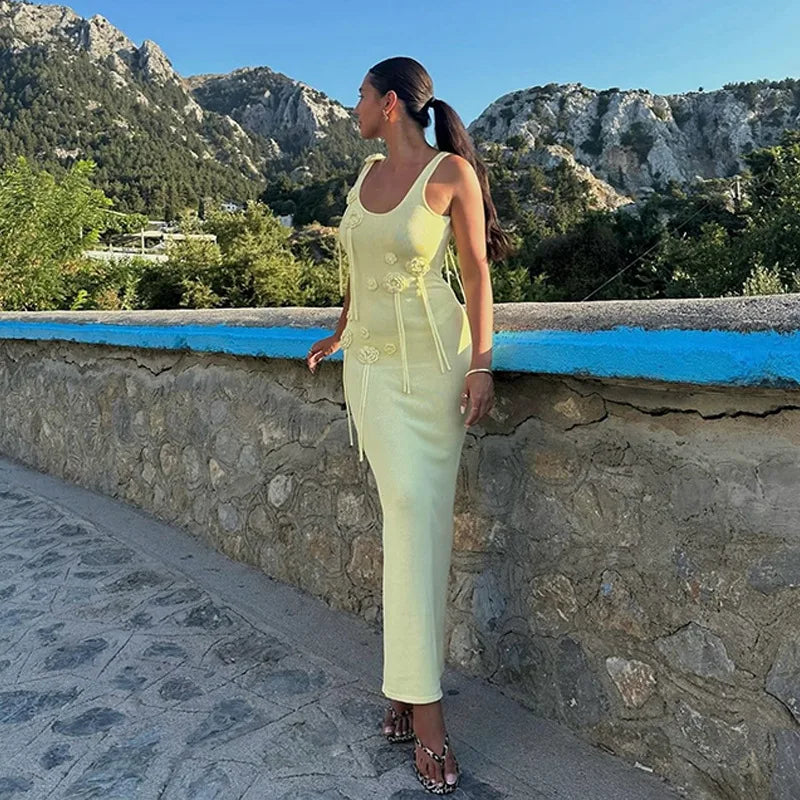 Jennifer | Elegant Gul Blommig Maxiklänning Dam – För Sommarens Alla Tillfällen 3