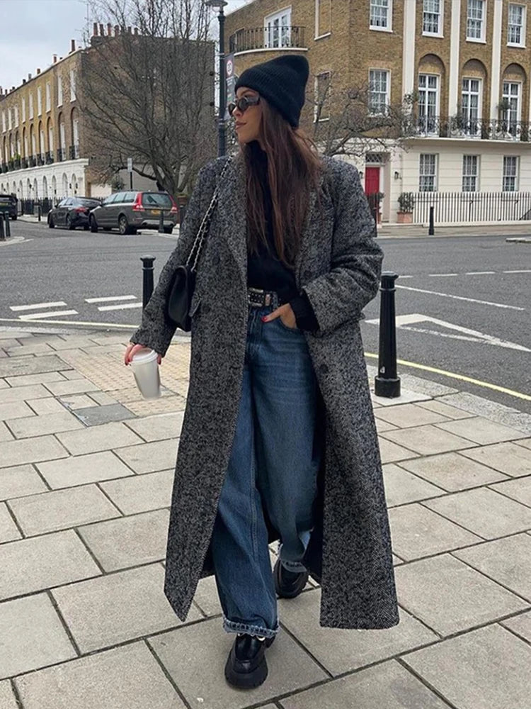 Vianne | Elegant Randig Lång Kappa Dam – För En Sofistikerad Look 3