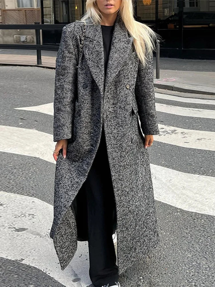 Vianne | Elegant Randig Lång Kappa Dam – För En Sofistikerad Look 5