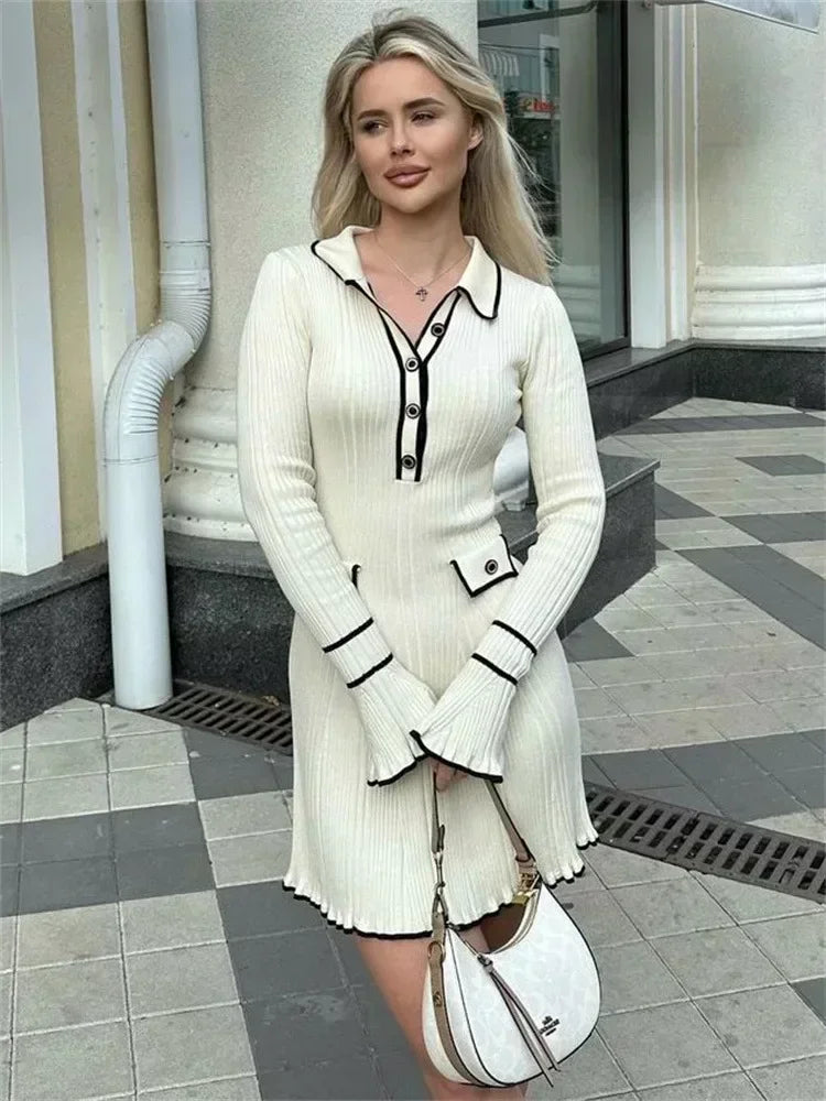 Garuela | Elegant Ruffled Stickad Klänning Dam – Perfekt För Fest Och Vardag 13