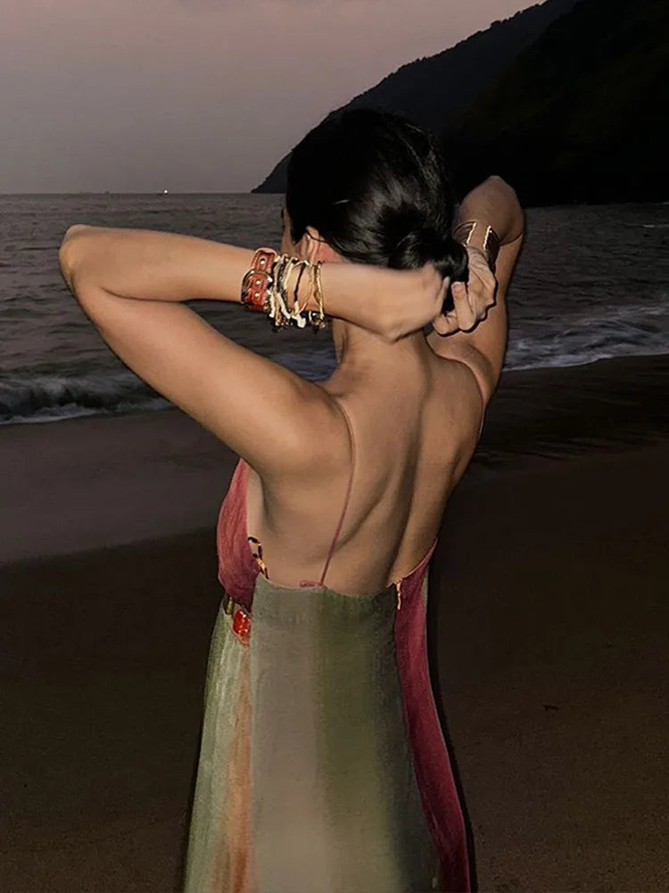 Zinnia | Färgglad Ärmlös Maxiklänning Dam – Hög Midja för Sommarens Festligheter 4