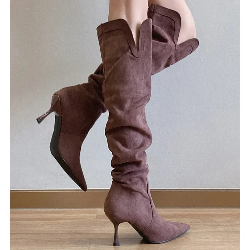 Chelsea | Eleganta Höga Stövlar Dam Med Klack För Trendig Stil 7