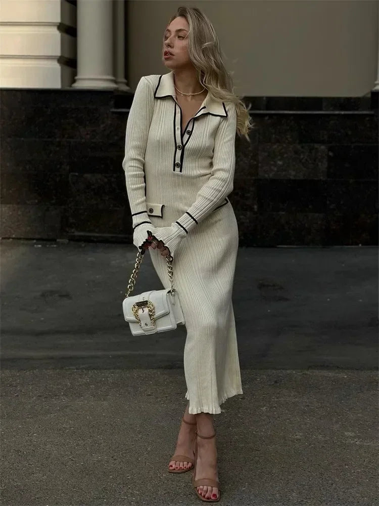 Garuela | Elegant Ruffled Stickad Klänning Dam – Perfekt För Fest Och Vardag 23