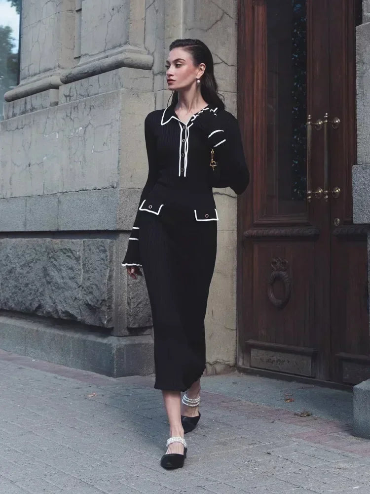 Garuela | Elegant Ruffled Stickad Klänning Dam – Perfekt För Fest Och Vardag 26