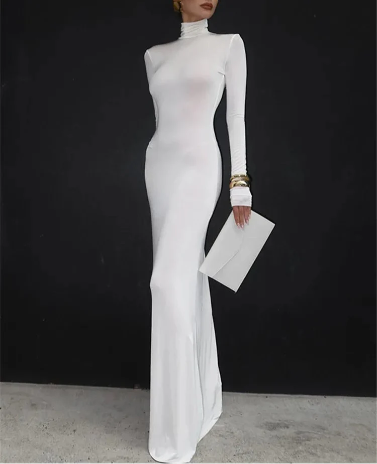 Tovia | Elegant Maxiklänning Dam – Turtleneck Design För Alla Tillfällen 3