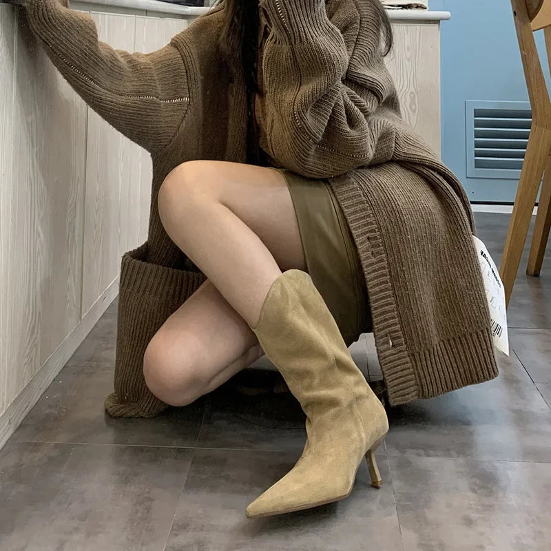 Tracy | Dam Stövlar – Eleganta Nubuckläder med Stiletthäl för Hösten 5