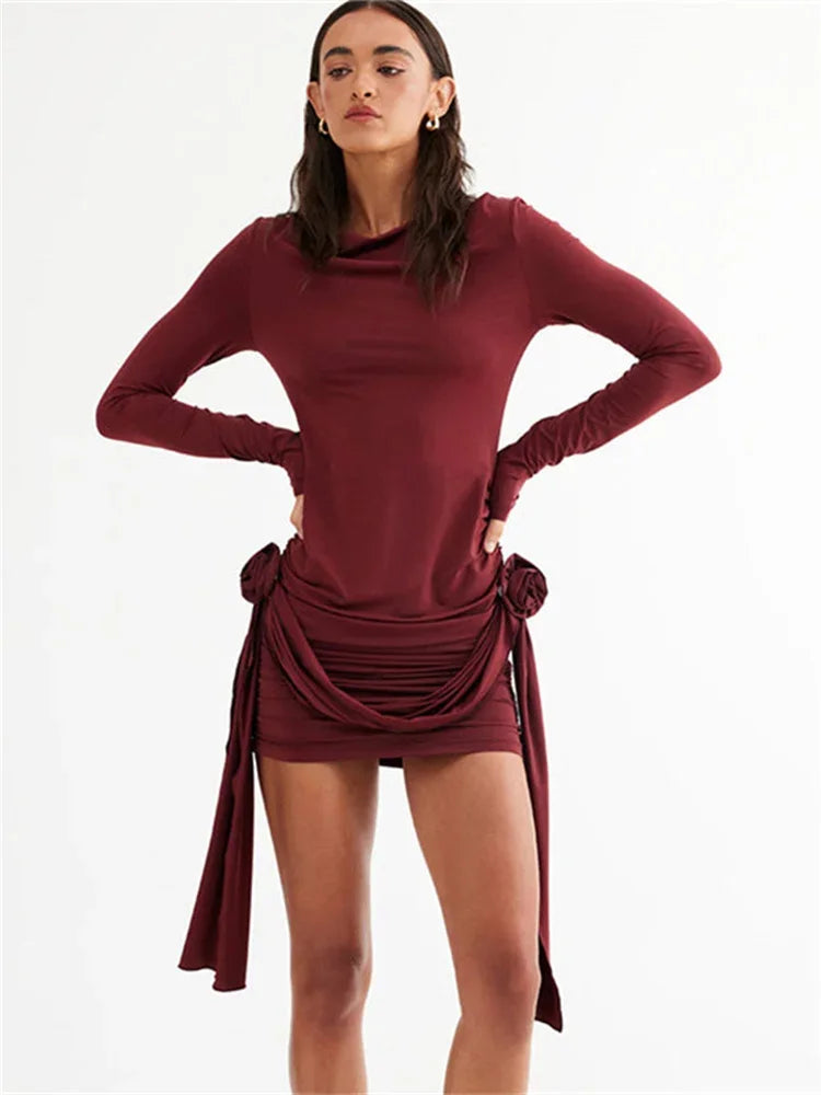 Oriana | Elegant Långärmad Miniklänning – Veckad Design För Alla Tillfällen 9