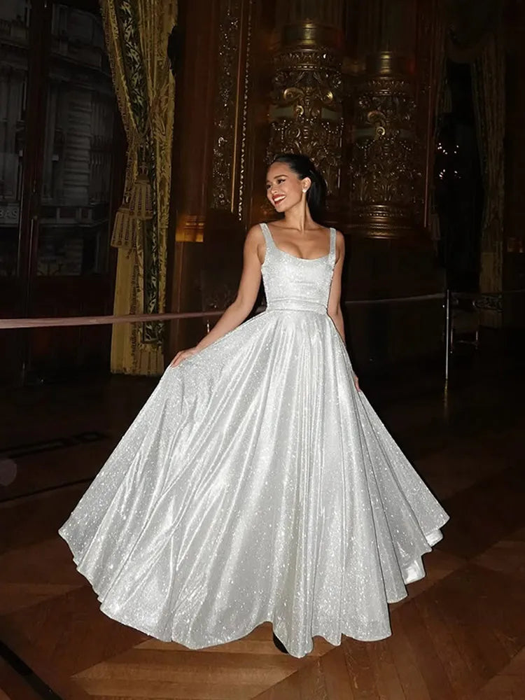 Zulema | Elegant A-line Klänning Dam – Silver För Bröllop och Fest 1