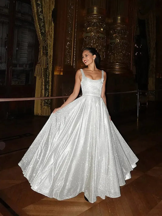 Zulema | Elegant A-line Klänning Dam – Silver För Bröllop och Fest 1