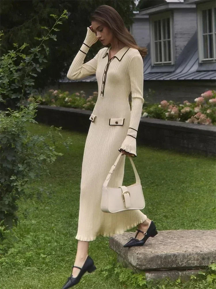 Garuela | Elegant Ruffled Stickad Klänning Dam – Perfekt För Fest Och Vardag 21