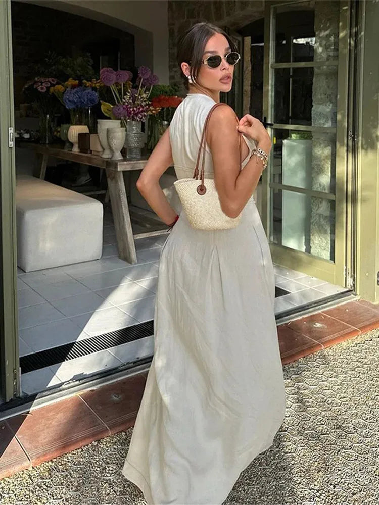 Zelia | Elegant Ärmlös Midiklänning Dam – Hög Midja För Alla Tillfällen 2