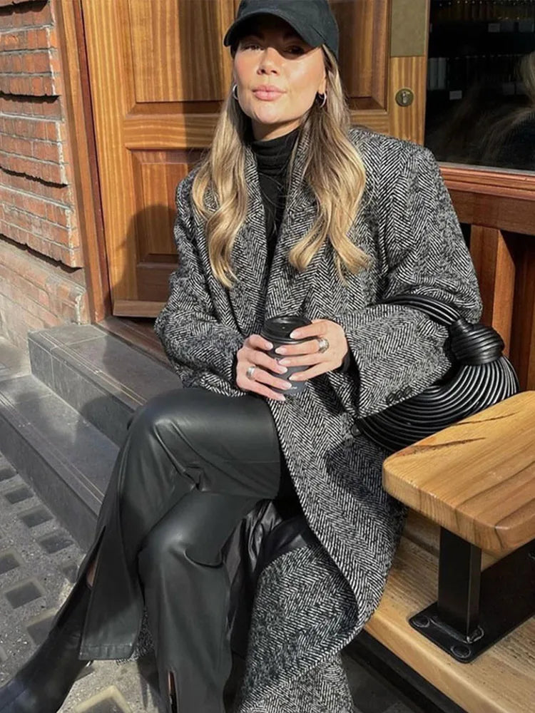 Vianne | Elegant Randig Lång Kappa Dam – För En Sofistikerad Look 4