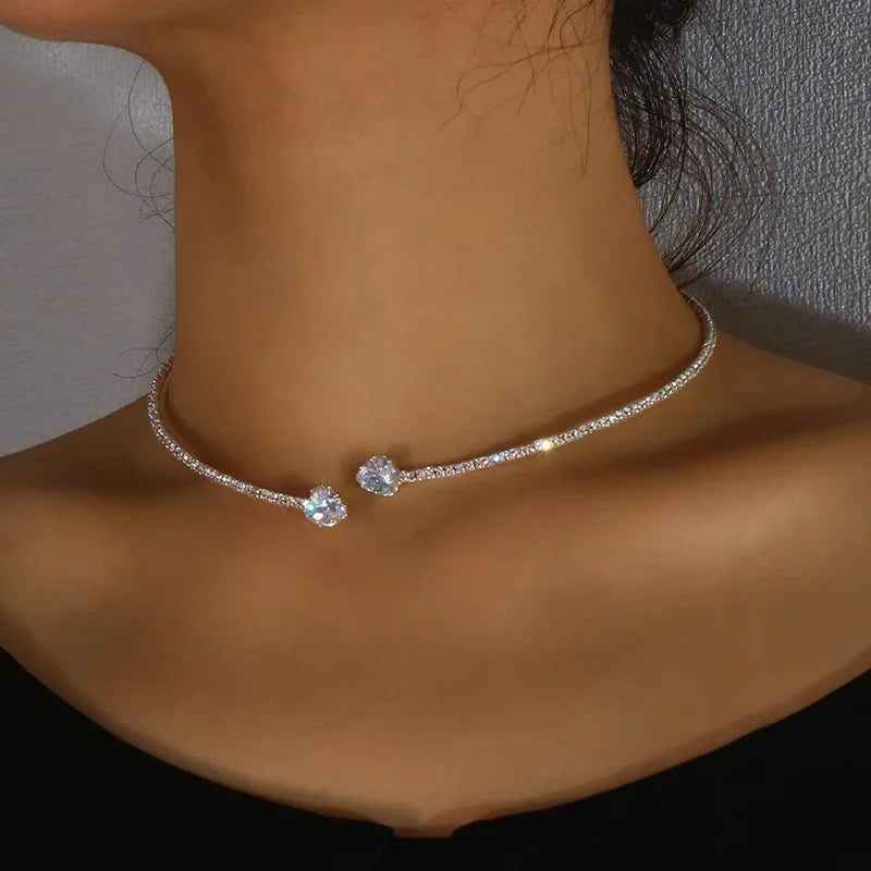 Bastienne | Glittrande Hjärtformad Choker Halsband – För Glamour 13