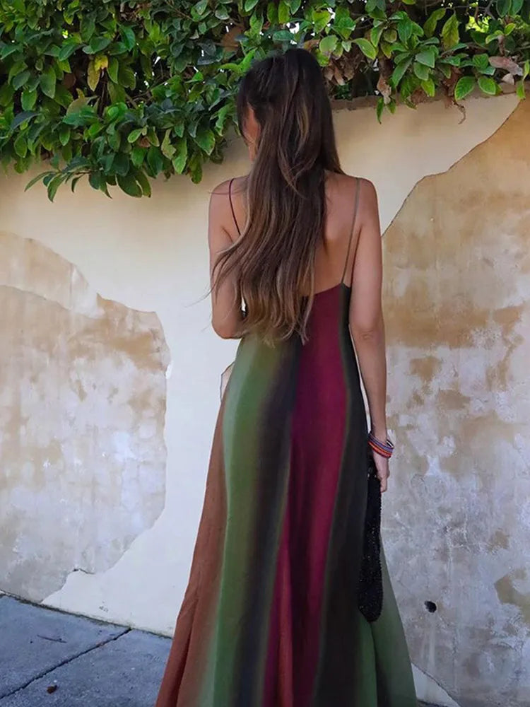 Zinnia | Färgglad Ärmlös Maxiklänning Dam – Hög Midja för Sommarens Festligheter 6