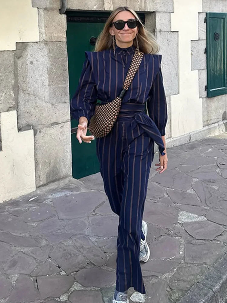 Tova | Trendig Randig 2-delad Uppsättning – Mjuk Bomull för Avslappnad Stil 5