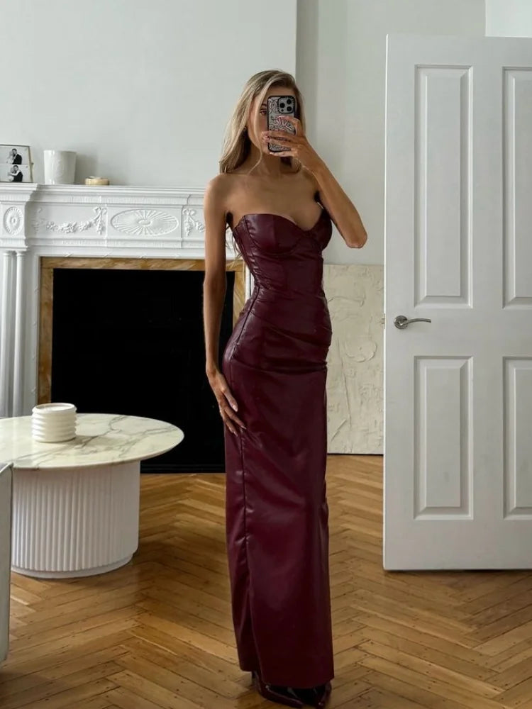 Gelsey | Elegant Ärmlös Klänning Dam – Läder För Tidlös Stil Och Självförtroende 5