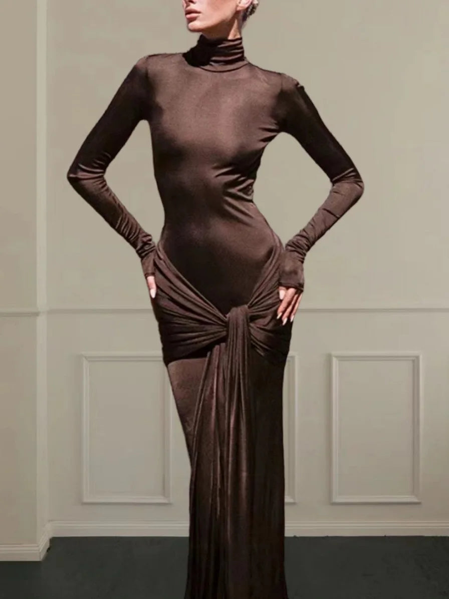 Toriana | Elegant Turtleneck Bodycon Midiklänning För Damer 4