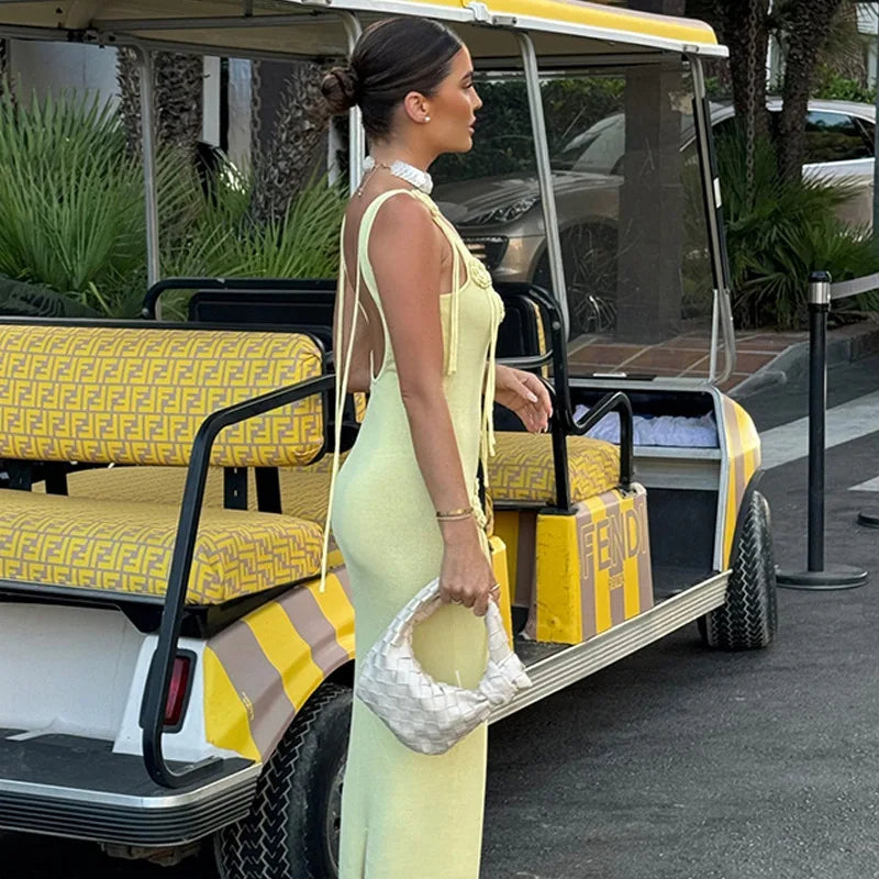 Jennifer | Elegant Gul Blommig Maxiklänning Dam – För Sommarens Alla Tillfällen 4